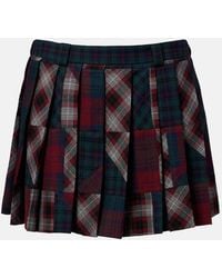 Miu Miu - Patchwork Plaid Virgin Wool Miniskirt - Lyst