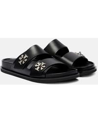 Tory Burch - Turnlock Leather Slides - Lyst
