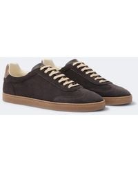 Brunello Cucinelli - Leather-Trimmed Suede Sneakers - Lyst