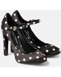 Dolce & Gabbana - Bianca Polka-Dot Satin Pumps - Lyst