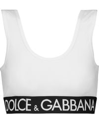 Dolce & Gabbana Logo Stretch-cotton Sports Bra - Black