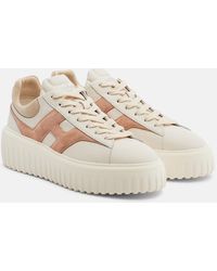 Hogan - H-Stripes Leather And Suede Sneakers - Lyst