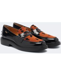 Tod's - Leather Leopard-Print Penny Loafers - Lyst