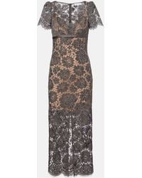 Self-Portrait - Floral Lace Midi Dress - Lyst