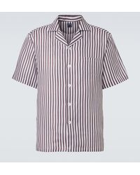 Fedeli - Striped Linen Bowling Shirt - Lyst