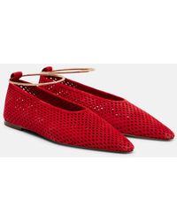 Jil Sander - Perforated Suede Ballet Flats - Lyst