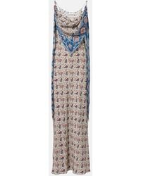 Rabanne - Paisley Scarf-Detail Satin Slip Dress - Lyst