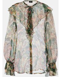 Etro - Printed Ruffled Silk Blouse - Lyst