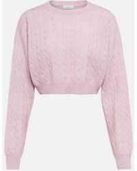 Brunello Cucinelli - Cable-knit Alpaca Wool And Cotton Cropped Sweater - Lyst