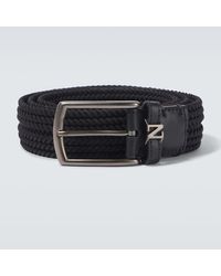 ZEGNA - Woven Leather-Trimmed Belt - Lyst