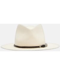 Brunello Cucinelli - Leather-Trimmed Straw Fedora Hat - Lyst