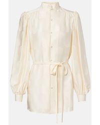 Valentino Garavani - Belted Silk Jacquard Shirt - Lyst