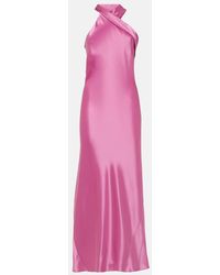 Galvan London - Maxikleid Pandora Aus Satin - Lyst