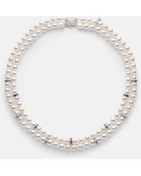 Mikimoto - 18Kt Necklace With Akoya Pearls And Sapphires - Lyst