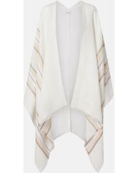 Brunello Cucinelli - Striped Linen, Cashmere, And Silk Poncho - Lyst