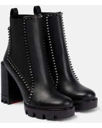 Christian Louboutin - Line Spike Lug 100 Leather Heeled Ankle Boots - Lyst