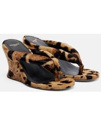 Balenciaga - Gaeta Calf Hair Wedge Thong Sandals - Lyst