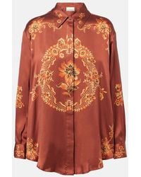 ALÉMAIS - Seraphina Printed Silk Satin Shirt - Lyst