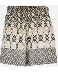 Brunello Cucinelli - Printed Silk Shorts - Lyst