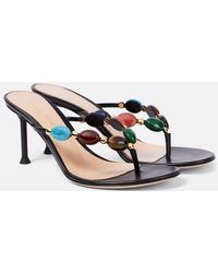 Gianvito Rossi - Shanti 70 Embellished Leather Sandals - Lyst