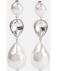 Self-Portrait - Crystal-Embellished Faux Pearl Drop Earrings - Lyst