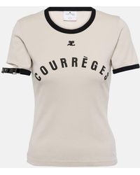 Courreges - Buckle Logo Cotton Jersey T-shirt - Lyst