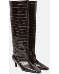 Totême - Wide Shaft Croc-effect Leather Knee-high Boots - Lyst