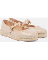 Gianvito Rossi - Leather And Raffia Espadrilles - Lyst