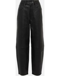 FRAME - High-rise Wide-leg Leather Pants - Lyst