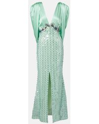 La Fuori - Sequined Caped Open-Back Gown - Lyst