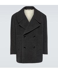 Lemaire - Double-breasted Wool Peacoat - Lyst