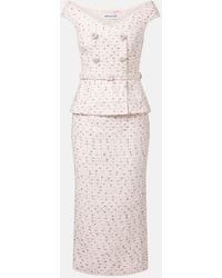 Self-Portrait - Embellished Boucle Midi Dress - Lyst