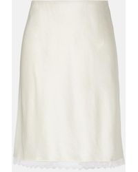 Leset - Barb Lace-Trimmed Satin Slip Skirt - Lyst
