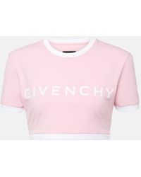 Givenchy - Camiseta de algodon cropped con logo - Lyst