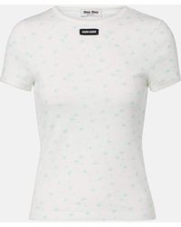 Miu Miu - Bedrucktes T-Shirt Aus Baumwoll-Jersey - Lyst