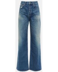Saint Laurent - Distressed High-rise Straight Jeans - Lyst