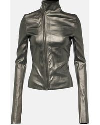 Rick Owens - Metallic Leather And Cotton Jacket - Lyst