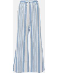 Givenchy - 4g Striped Cotton And Linen Wide-leg Pants - Lyst