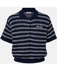 Moncler - Logo Striped Cotton-Blend Polo Sweater - Lyst