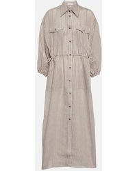 Brunello Cucinelli - Sparkling Cotton And Silk Midi Dress - Lyst