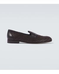 Brioni - Appia Leather And Suede Penny Loafers - Lyst
