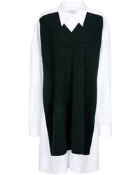 Maison Margiela - Wool-paneled Cotton Shirt Dress - Lyst