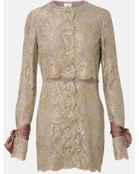 Saint Laurent - Silk-Trimmed Lace Minidress - Lyst