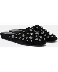 Veronica Beard - Narcisa Crystal-Embellished Suede Mules - Lyst