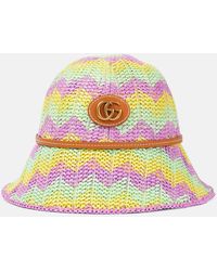Gucci - GG Printed Leather-trimmed Bucket Hat - Lyst