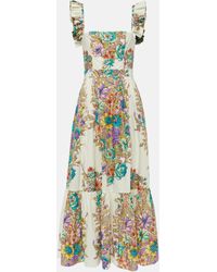 Etro - Floral Cotton Poplin Maxi Dress - Lyst