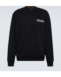 Zegna - Felpa in jersey di cotone con logo - Lyst