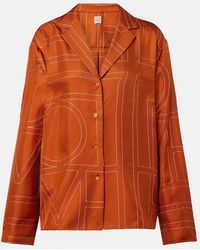 TOTEME - Silk Embroidered Monogram Shirt - Lyst