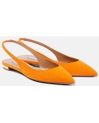 Aquazzura - Purist Suede Slingback Flats - Lyst