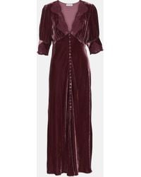 RIXO London - Lace-trimmed Velvet Maxi Dress - Lyst
